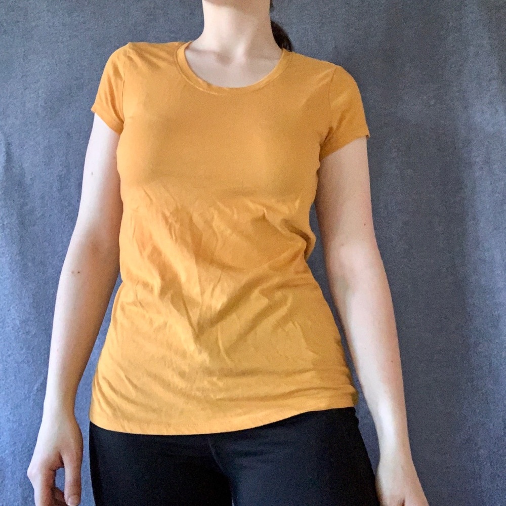 Yellow Basic Scoop Neck Tee Shirt